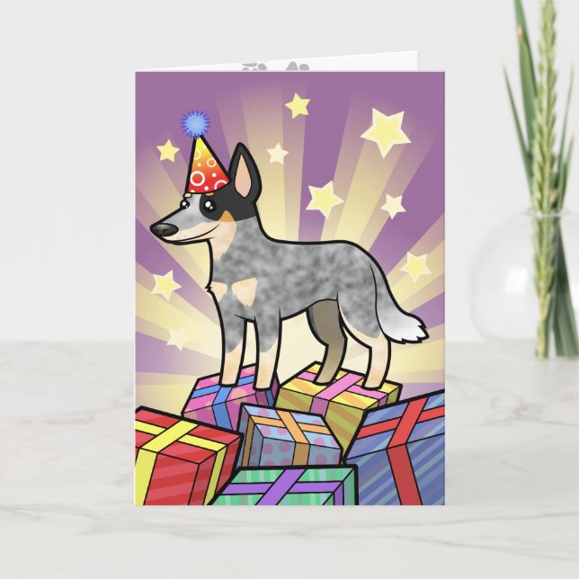 Carte Anniversaire Australian Cattle Dog / Kelpie (Devant)