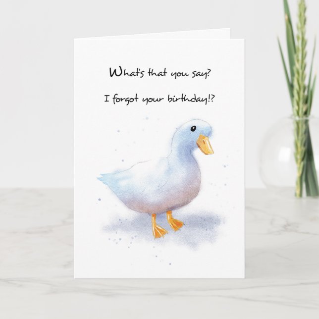 Carte Anniversaire Avec Canard Humoristique (Devant)