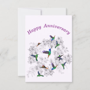 Carte Anniversaire avec Flying Spring Birds