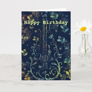 Carte Anniversaire avec Guitare Fleurs - Personnal