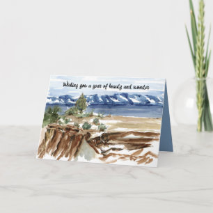 Carte Anniversaire Aventure Montagne Lac Hiver