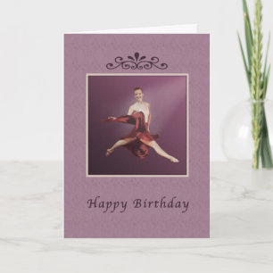 Carte Anniversaire, Ballerina bondissante en rouge