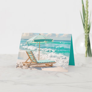 Carte Anniversaire Beach Chaise Lounge Sur Sable Blanc