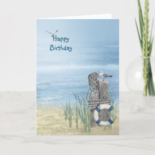 Carte Anniversaire Beach Seagull