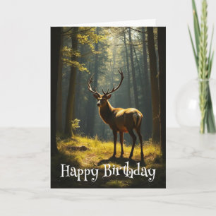 Carte Anniversaire Beau Stag Deer Forêt ensoleillée