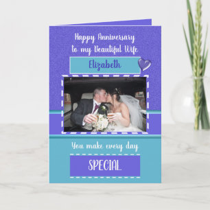 Carte Anniversaire belle femme violet turquoise photo