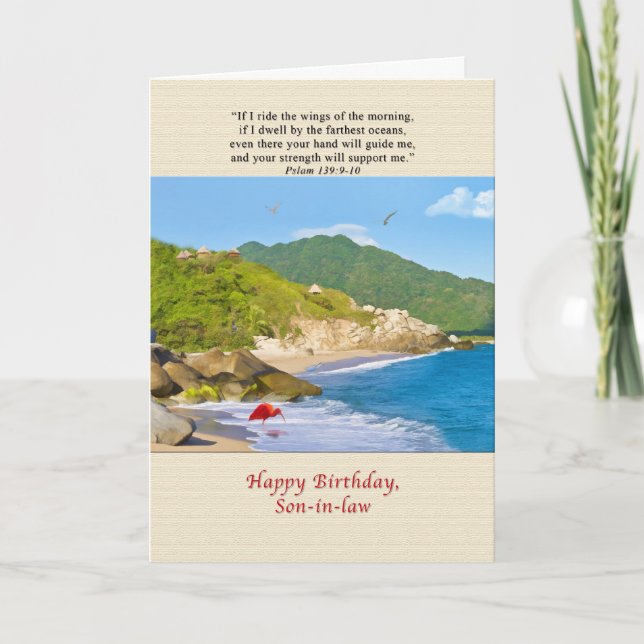 Carte Anniversaire, Belle-fille, Plage, Collines, Oiseau (Devant)