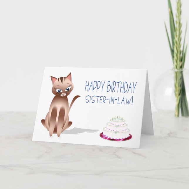 Carte ANNIVERSAIRE - belle-soeur - chat de Kitty - (Devant)