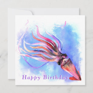 Carte Anniversaire Belles couleurs Nage calmar
