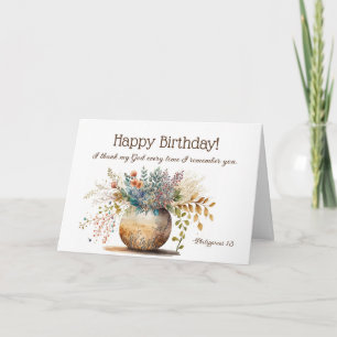Carte Anniversaire Bible Chrétienne Verse Élégant Floral