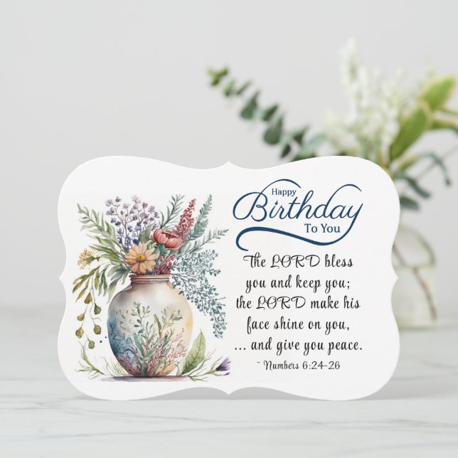 Carte Anniversaire Bible chrétienne Verse Floral Flat Ca (Debout devant)