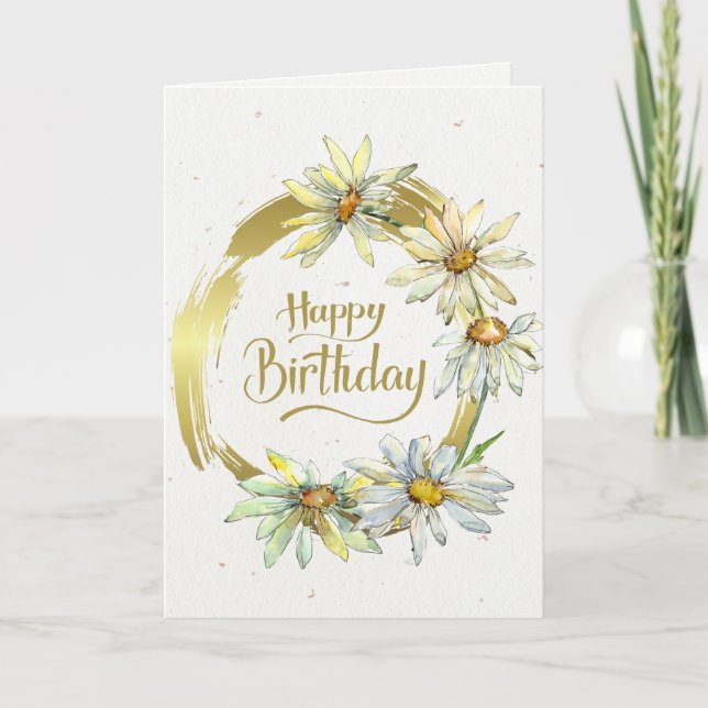 Carte Anniversaire Bible Verse Gold Frame Daisées (Devant)