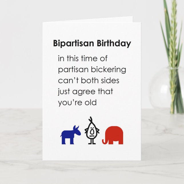 Carte Anniversaire bipartite, un poème drôle de joyeux (Devant)