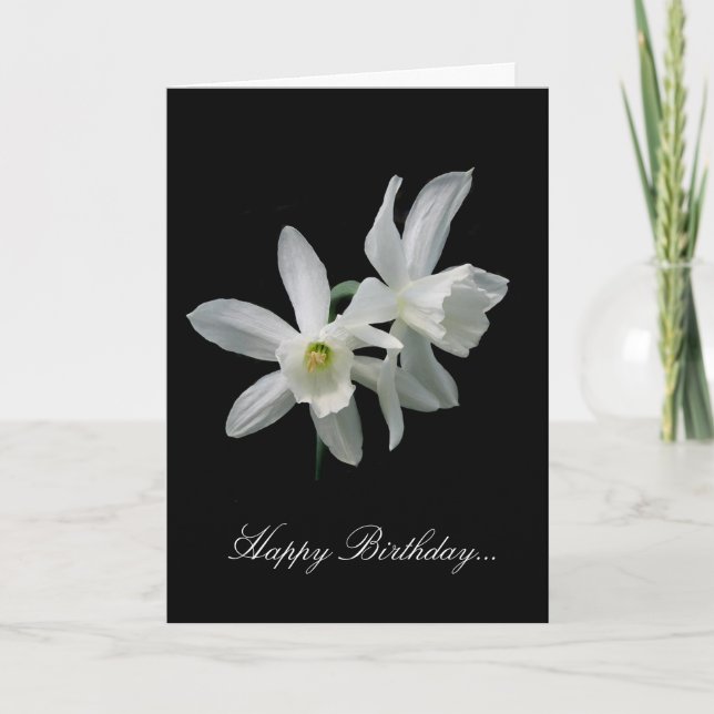 Carte Anniversaire blanc de narcisse (Devant)