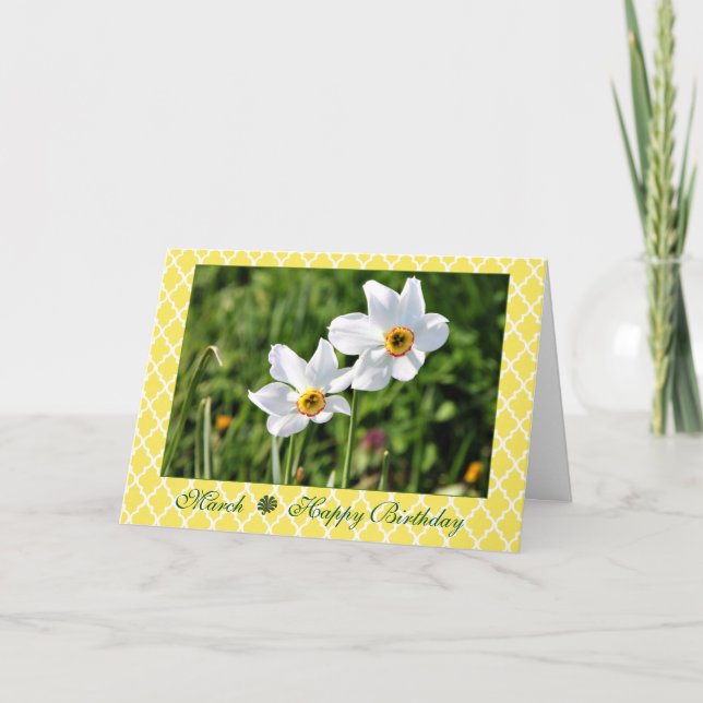 Carte Anniversaire blanc renversant de fleur de mars (Devant)