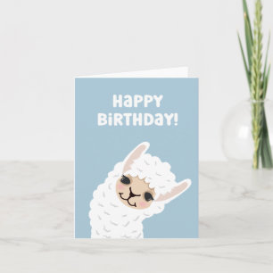 Carte Anniversaire bleu de Cute Llama/Alpaca