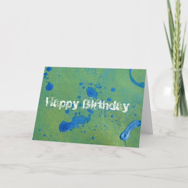 Carte Anniversaire bleu et vert, joyeux abstrait ! (Devant)