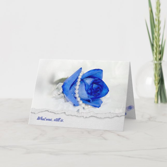 Carte anniversaire bleu rose et perles sur blanc (Devant)
