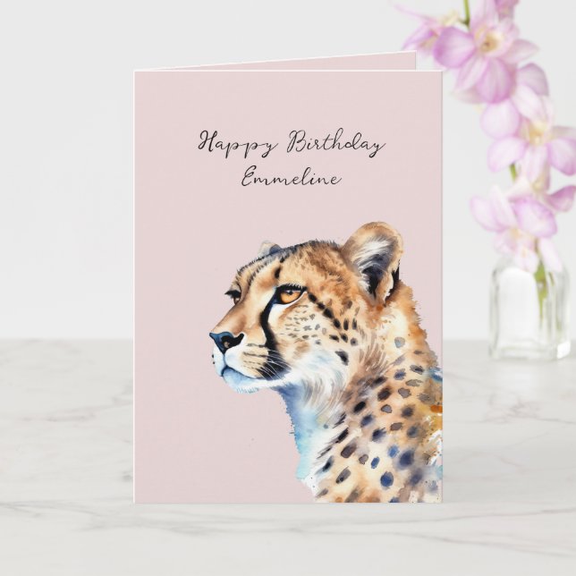 Carte Anniversaire Blush Guépard (Orchidée)