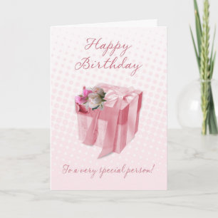 Carte Anniversaire - Boîte Cadeau Rose - À Un Très