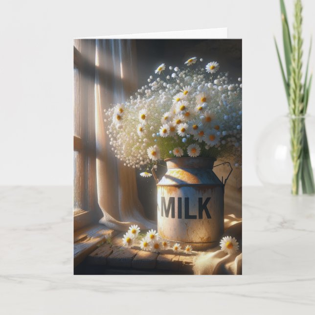 Carte Anniversaire Bouquet de marguerite dans la vieille (Devant)