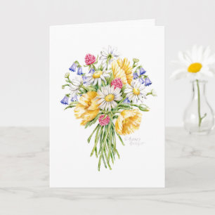 Carte Anniversaire Bouquet Fleur sauvage du Bonheur