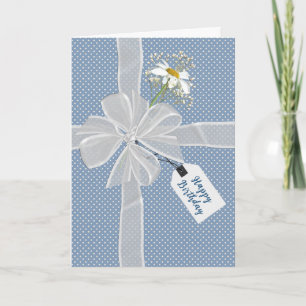 Carte Anniversaire Bow avec Daisy En vichy