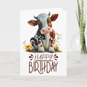 Carte Anniversaire Boy Cute Cow