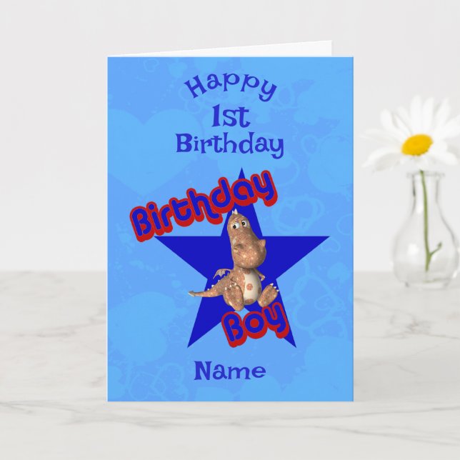 Carte Anniversaire Boy Cute Dinosaur Anniversaire (Petite plante)
