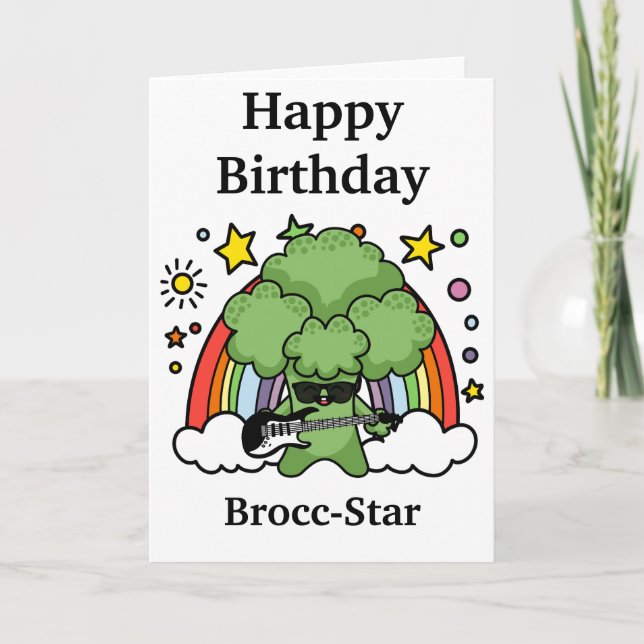 Carte Anniversaire Broccoli Brocc, Rock Star (Devant)