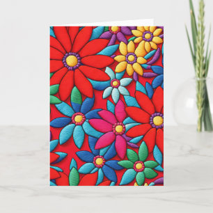 Carte Anniversaire Brodé Daisy Design