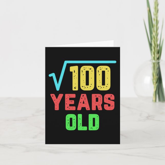 Carte Anniversaire Cadeau Carré Racine De 100 10 Ans (Devant)