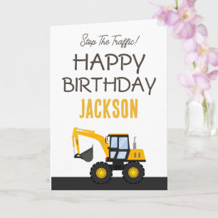 Carte Anniversaire Camion de Construction Décor Person