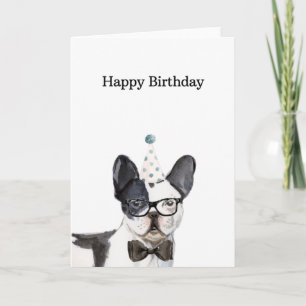 Carte Anniversaire, Carte Buldog Française Noire e