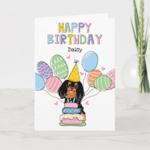 Carte Anniversaire Cavalier King Charles Spaniel noir et