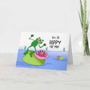 Carte Anniversaire chanceux, Grenouille joyeuse et drôle