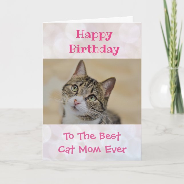 Carte Anniversaire Chat Maman Monde meilleur jamais anim (Devant)