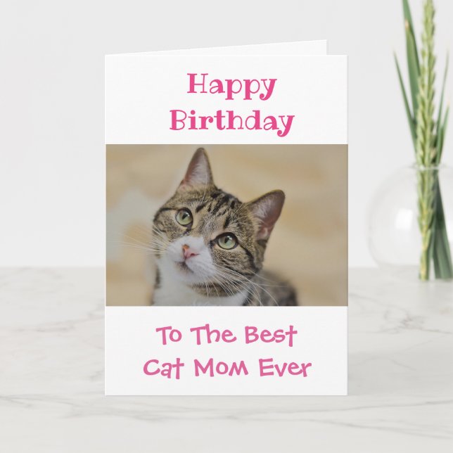 Carte Anniversaire Chat Maman Monde meilleur jamais anim (Devant)