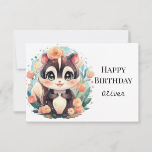 Carte Anniversaire Chic Editable Skunk