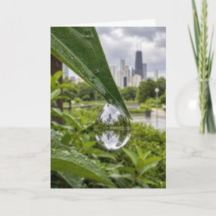 Carte Anniversaire Chicago Ville dans une goutte de plui