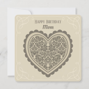 Carte Anniversaire Coeur floral élégant pour les chères