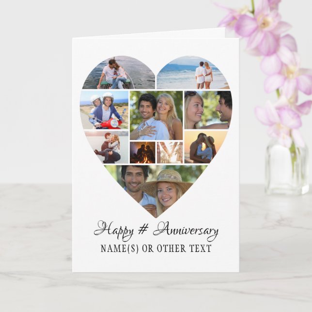 Carte Anniversaire Coeur photo Collage personnalisé (Orchidée)