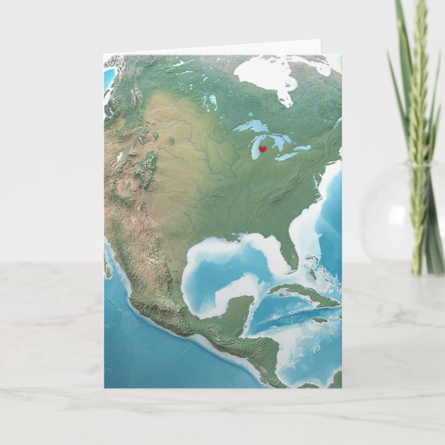 Carte Anniversaire Coeur Rouge Sur La Planète Terre (Devant)