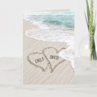 Anniversaire Coeurs de plage dans le sable avec de