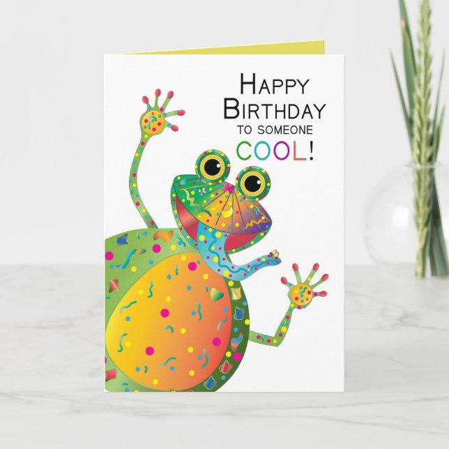 Carte Anniversaire, COOL, Frog, Collection Kaleidoscope (Devant)