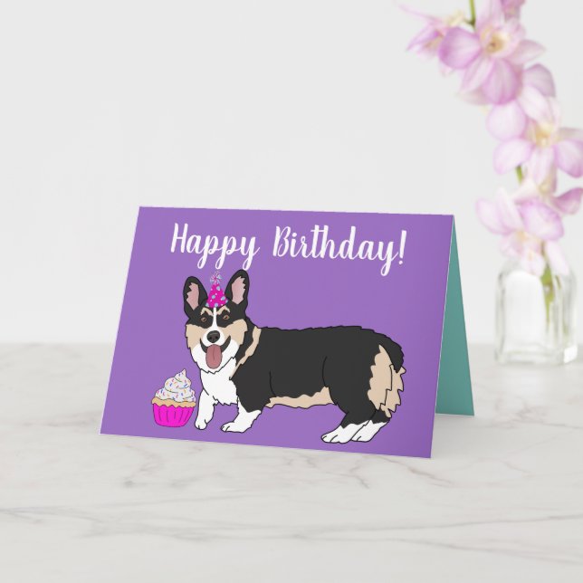 Carte Anniversaire Corgi Pup (Orchidée)