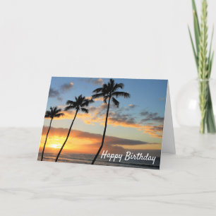 Carte Anniversaire Coucher de soleil à Hawaï avec des pa