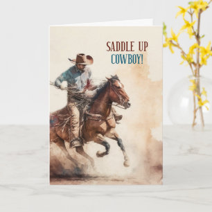Carte Anniversaire Cowboy Thème Western à Cheval
