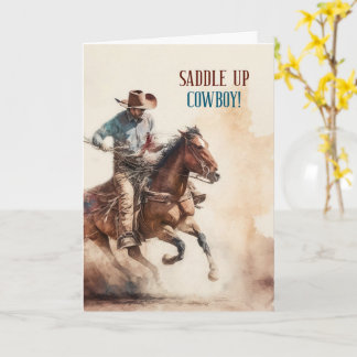 Carte Anniversaire Cowboy Thème Western à Cheval