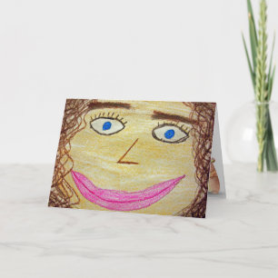 Carte anniversaire crayon artwork drôle visage